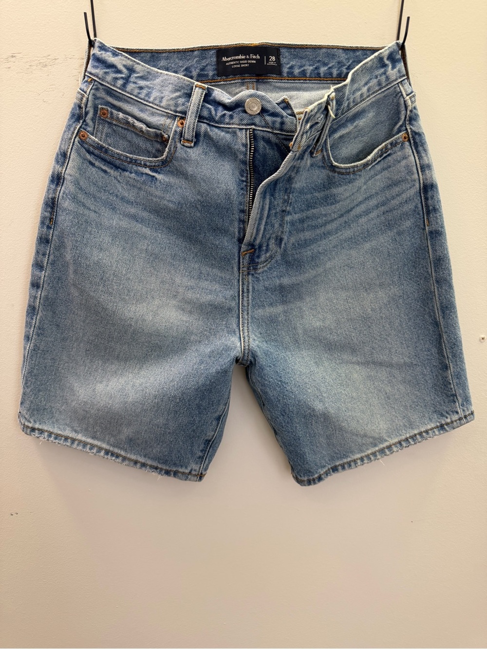 Abercrombie & Fitch Faded Light Blue High-Rise Denim Shorts